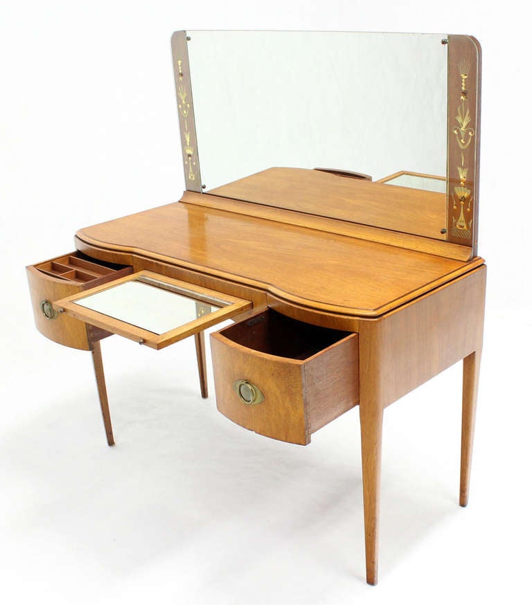 Mid Century Art Deco Walnut Vanity Dressing Table 4