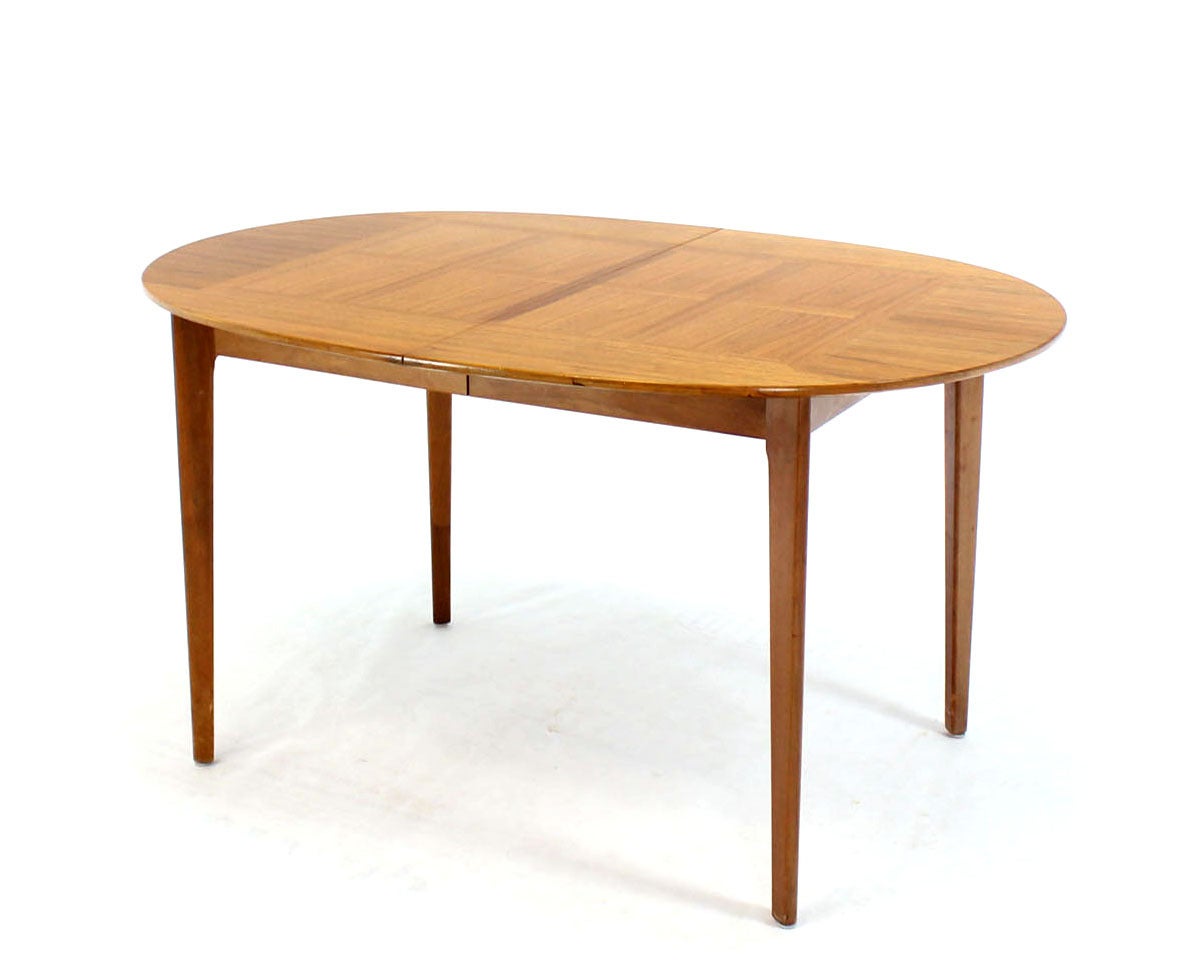 Mid-Century Modern Walnut Oval Dining Table with Three Leaves 5