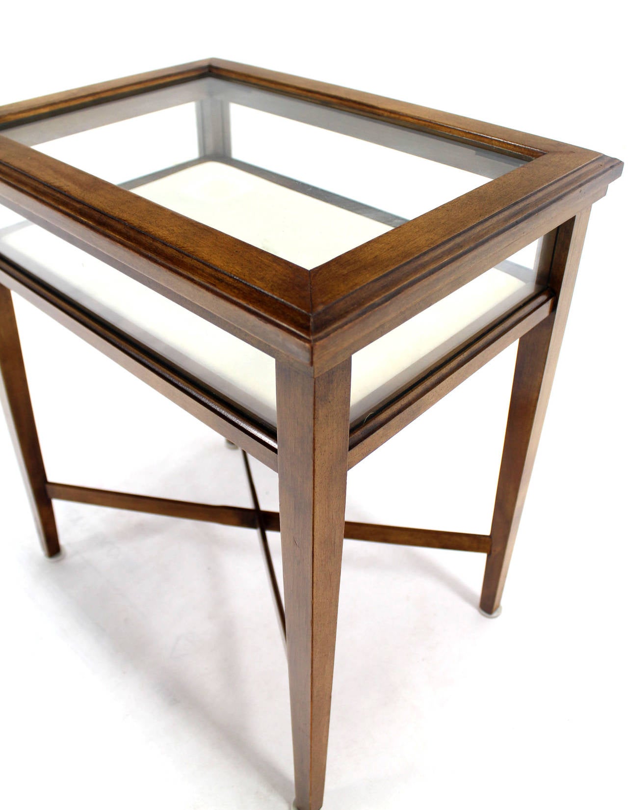 Mid-century modern design pair of lift top end tables vitrines