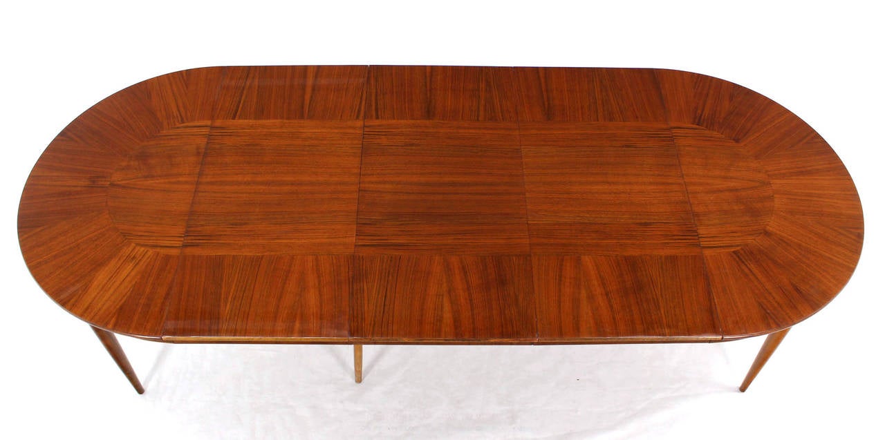 Erno Fabry Mid-Century Modern Round Walnut Dining Table with Three Leaves