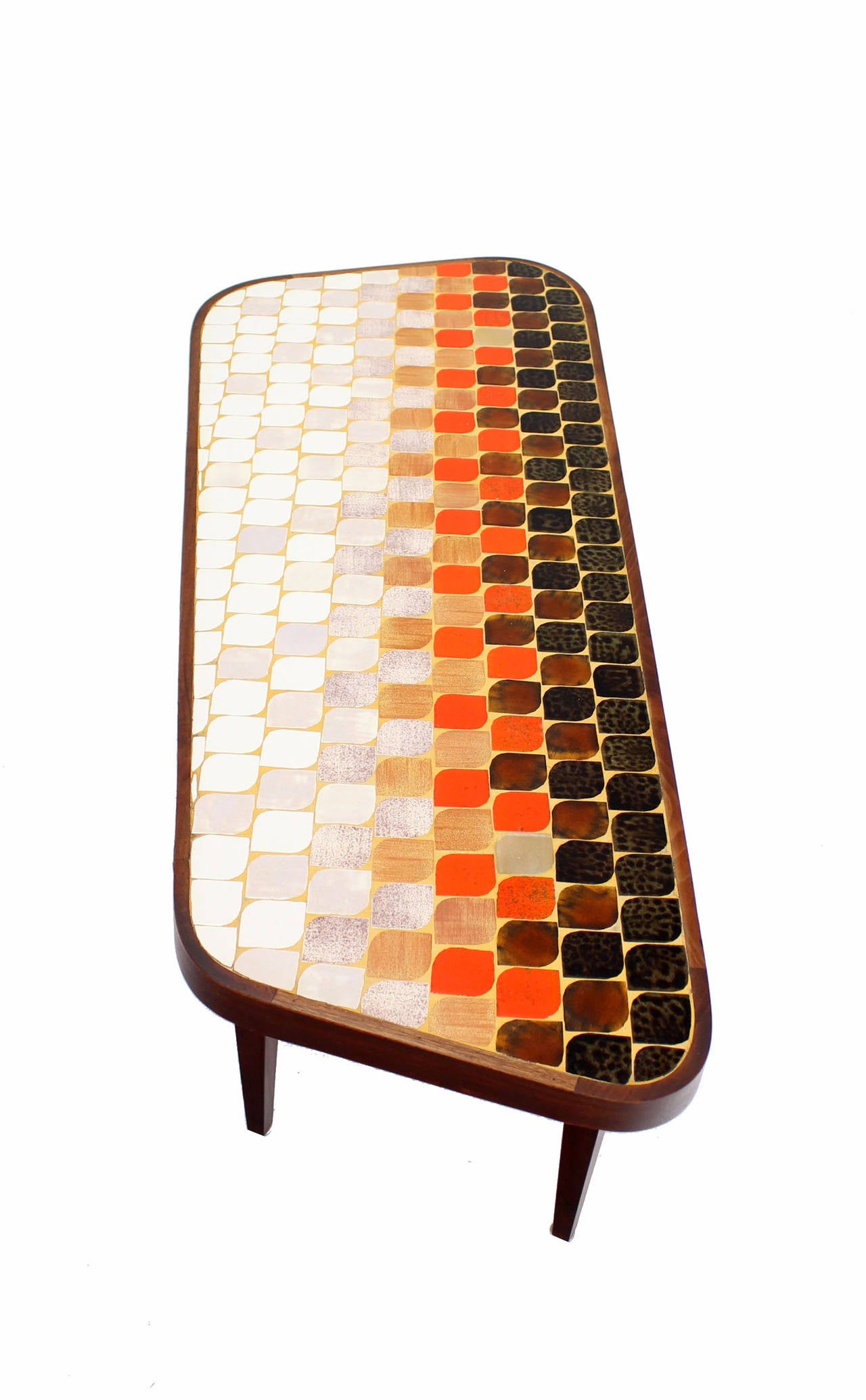 20th Century Mid-Century Modern Organic Shape Coffee Table with Tile Mosaic Top