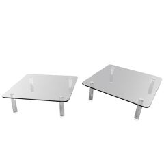Pair of Large Square Glass and Lucite Coffee Tables by Pace