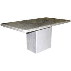 Mid-Century Modern Marble-Top Pedestal Dining Table 5