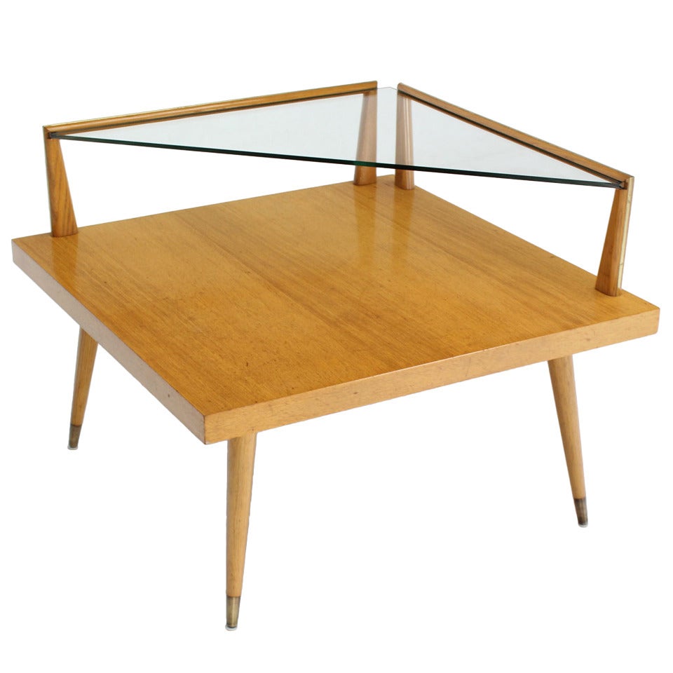 Mid-Century Modern Two-Tier Corner Coffee or End Table