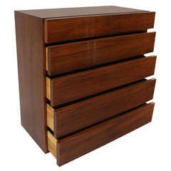 Mid-Century Modern Walnut Block Front, High Chest Dresser