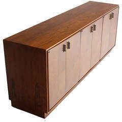 Mid-Century Modern Walnut Dresser Credenza w/ Multiple Compartments and Drawers