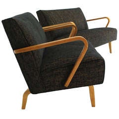 Pair of Mid-Century Modern Loveseats, New Upholstery 6