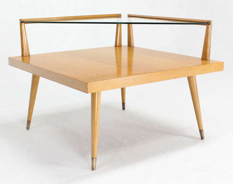 Mid-Century Modern Two-Tier Corner Coffee or End Table 1