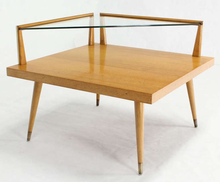 20th Century Mid-Century Modern Two-Tier Corner Coffee or End Table