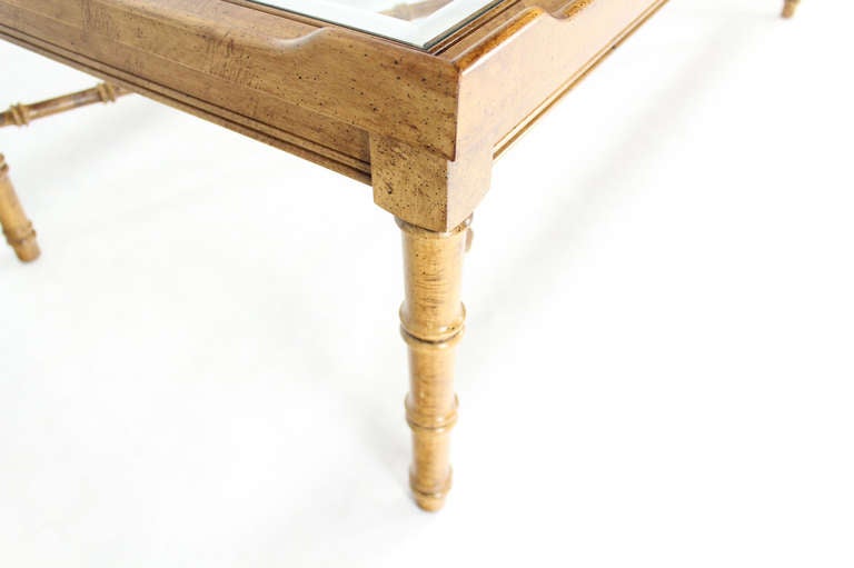 Mid-Century Modern Faux Bamboo Glass-Top Coffee Table In Excellent Condition In Rockaway, NJ