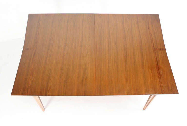 20th Century Danish Mid-Century Modern Walnut Dining Room Table with Rosewood Inserts