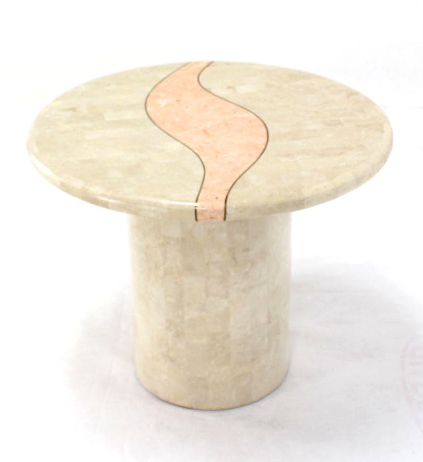 American Mid-Century Modern Tessellated Stone Veneer End or Side Table Pedestal