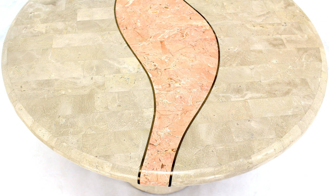 Inlay Mid-Century Modern Tessellated Stone Veneer End or Side Table Pedestal