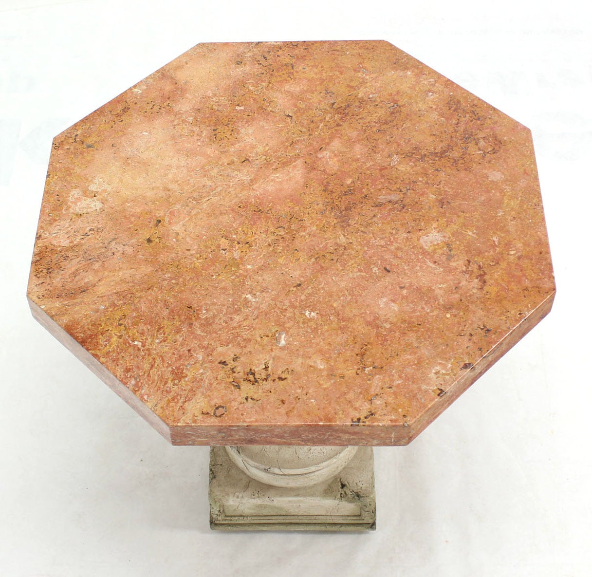 Hexagon Shape Outdoor Thick Marble-Top Gueridon or Center Table In Excellent Condition In Rockaway, NJ