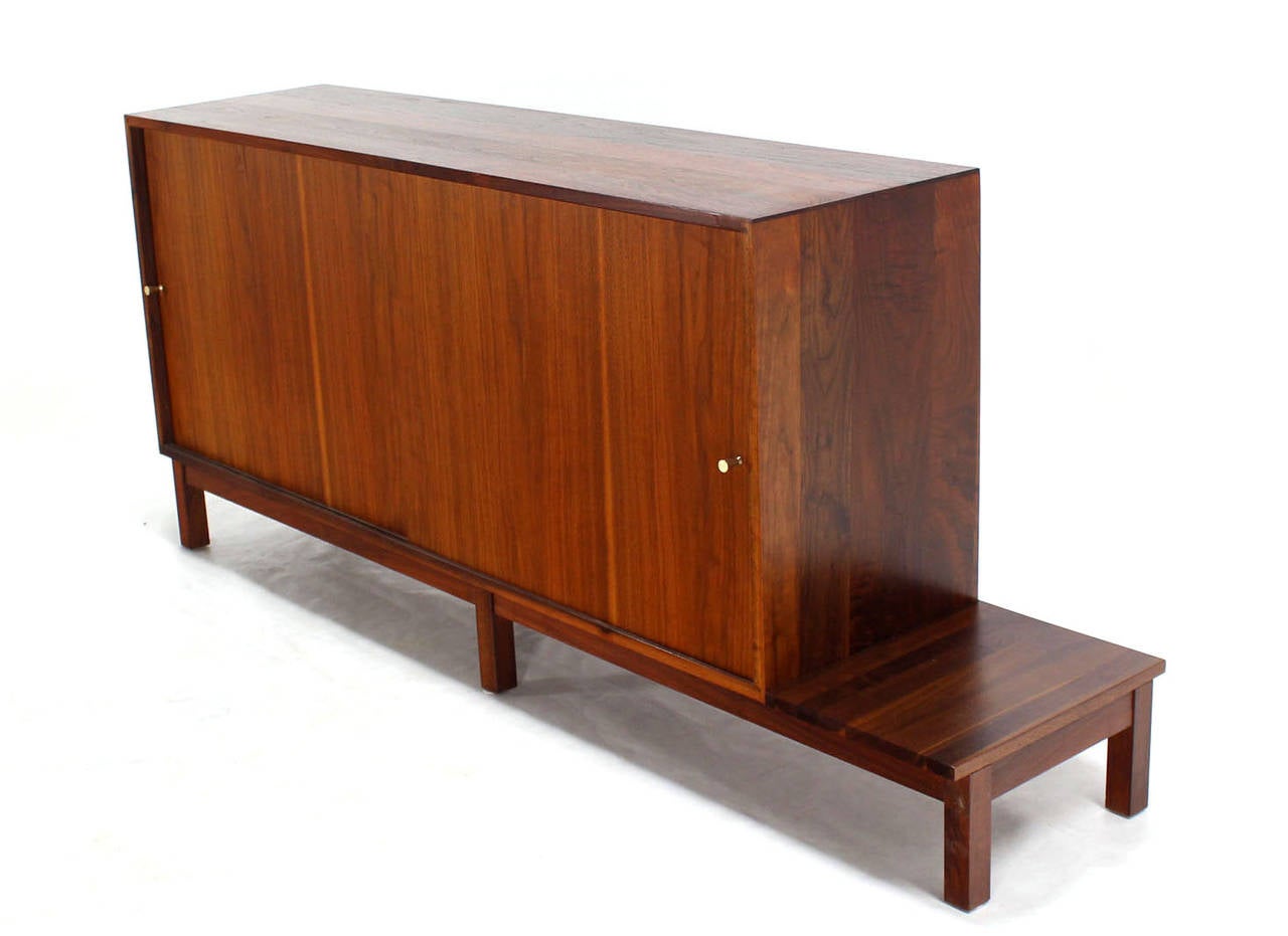 Mid-Century Modern Mid-Century Danish Modern Solid Oiled Walnut Credenza with Sliding Doors