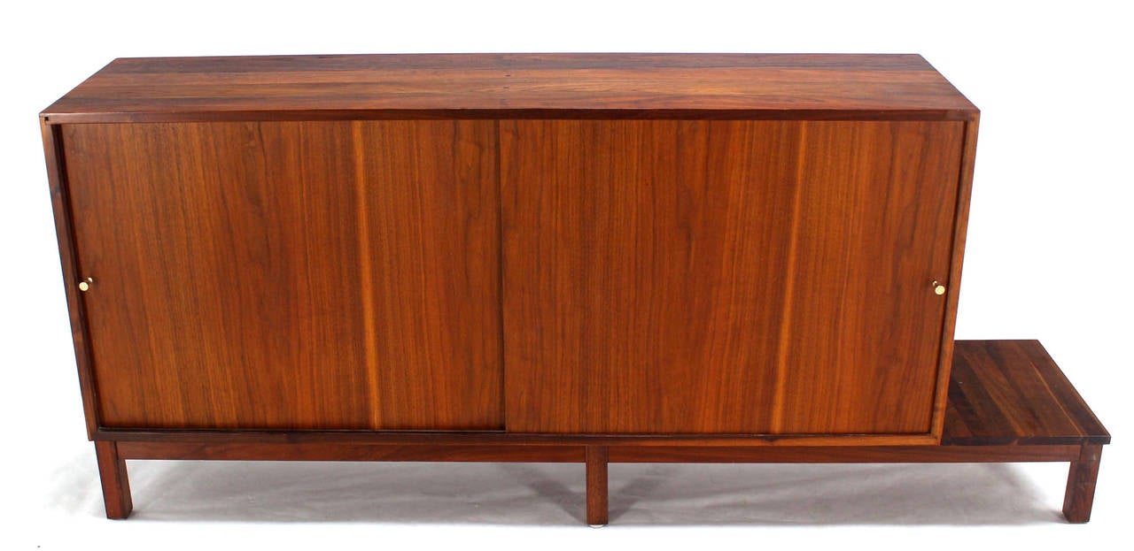 20th Century Mid-Century Danish Modern Solid Oiled Walnut Credenza with Sliding Doors