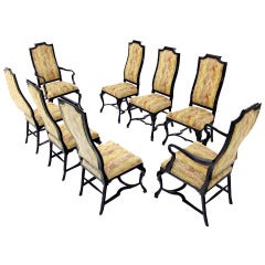 Set of  8 French Regency Style Ebonised Dining Chairs