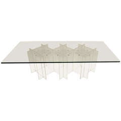 Mid-Century Modern Long, Rectangular Lucite and Glass Coffee Table