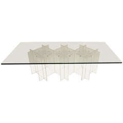 Mid-Century Modern Long, Rectangular Lucite and Glass Coffee Table 7