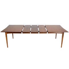 Vintage Danish Mid-Century Modern Walnut Dining Room Table with Rosewood Inserts