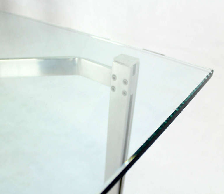 Mid-Century Modern Solid Chrome and Glass-Top Coffee Table style of Kjaerholm 1
