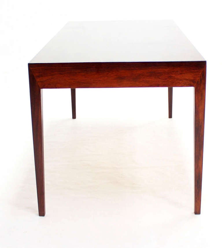 Rosewood Danish Modern Writing Table Desk with Four Drawers 2