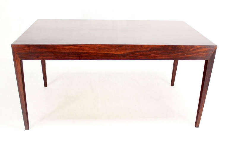 Rosewood Danish Modern Writing Table Desk with Four Drawers 4
