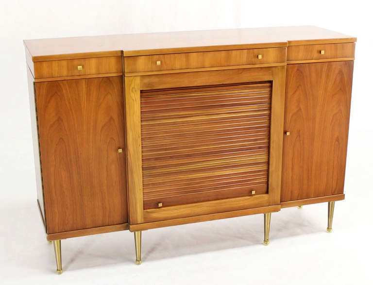 John Tambour Door Compartment Server Credenza Console