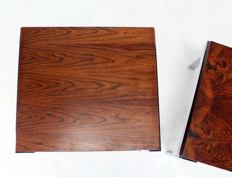 Pair of Baughman Rosewood and Chrome Mid-Century Modern End Tables For Sale 1