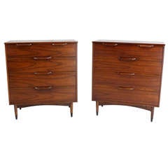 Pair of Danish Mid-Century Modern Walnut High Chests or Dressers