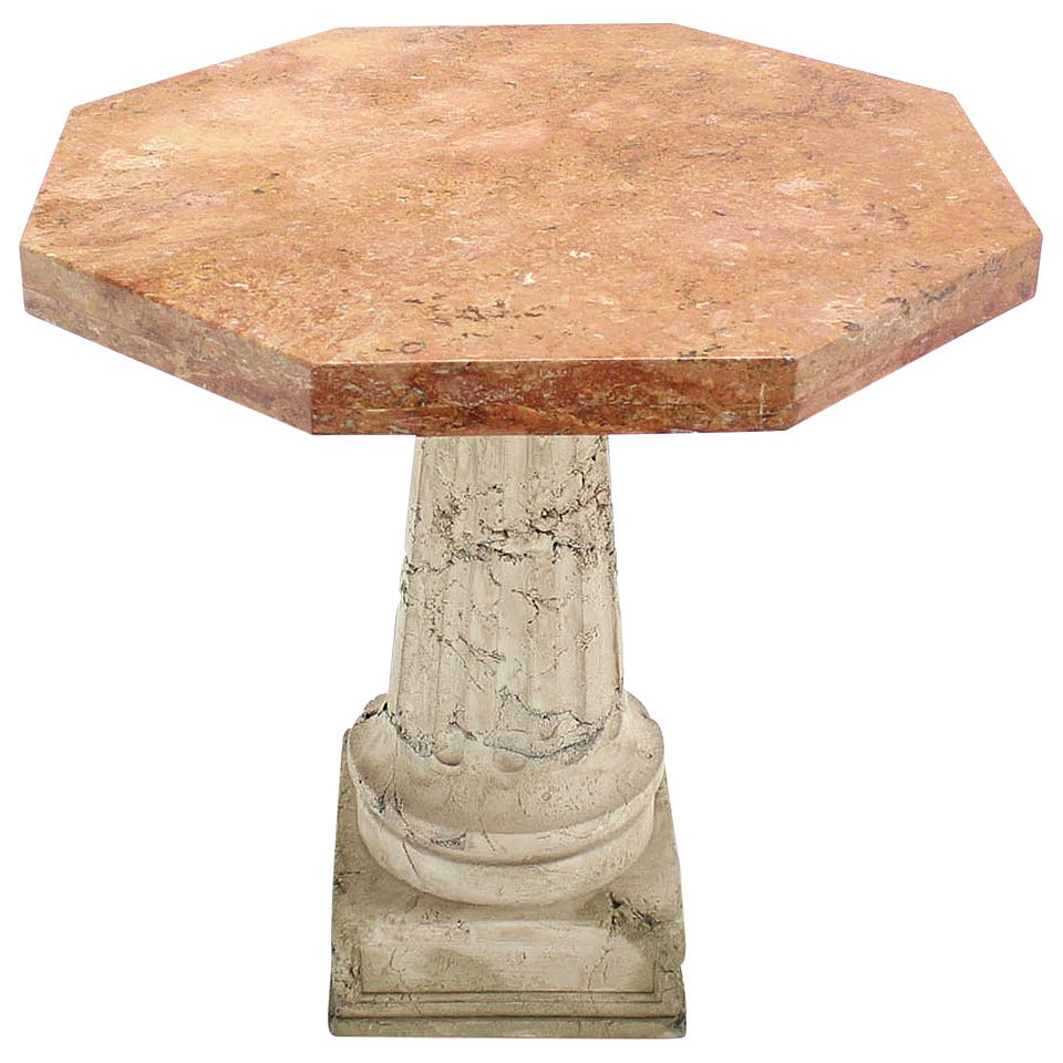 Hexagon Shape Outdoor Thick Marble-Top Gueridon or Center Table