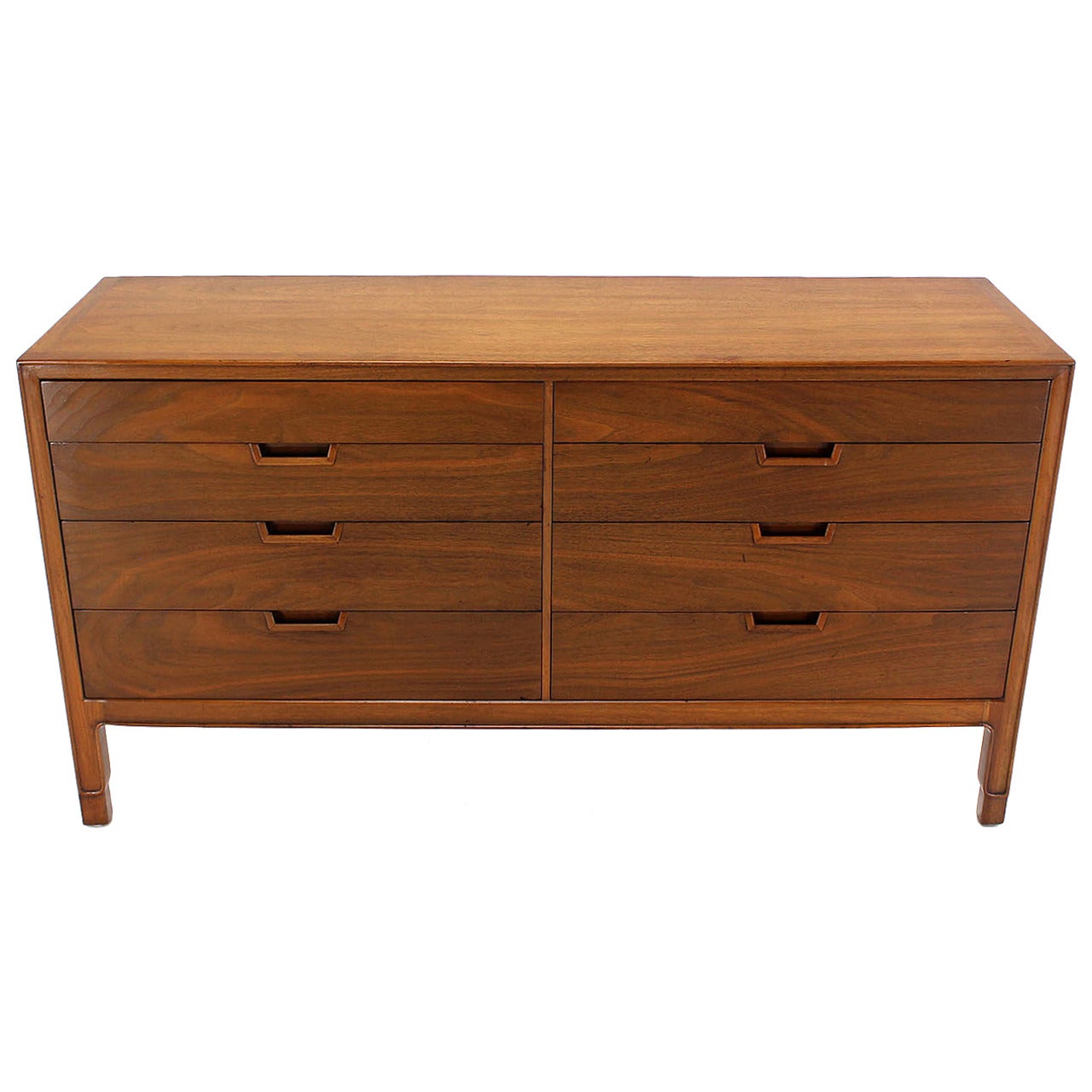Mid-Century Modern John Stuart Bookmatched Walnut Eight-Drawer Chest Of Drawers
