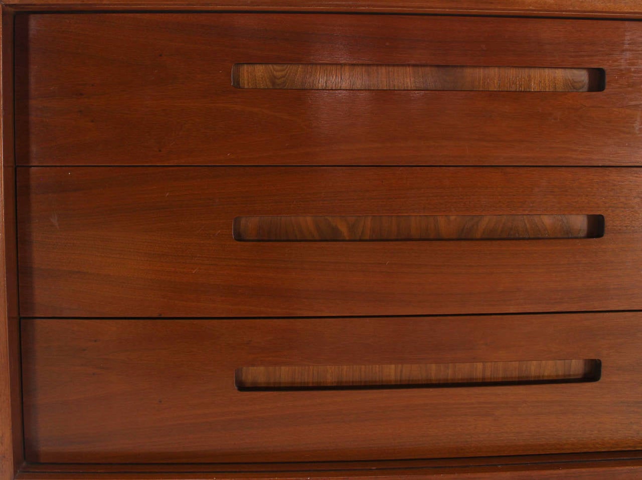 20th Century Danish Mid Century Modern Walnut Long Credenza Dresser with Sliding Door