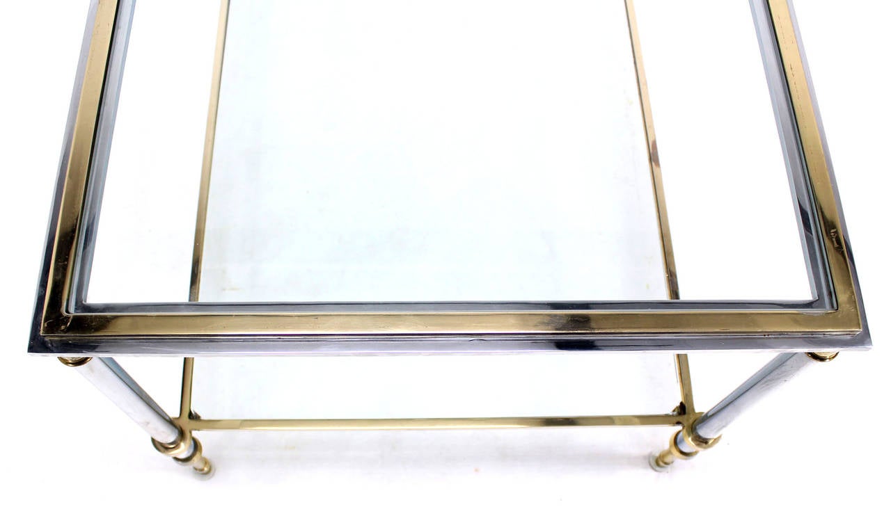 American Brass Chrome and Glass-Top Mid-Century Modern Rectangular Coffee Table