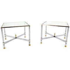 Pair of Mid Century Modern X Base End or Side Tables