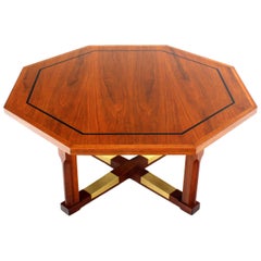 Mid Century Modern Walnut Hexagon Coffee Table with X-Base