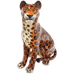 Tall Porcelain Sculpture of a Cheetah, circa 1970s 5
