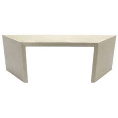 Linen Cloth Mid-Century Modern Console Table of Unusual Shape