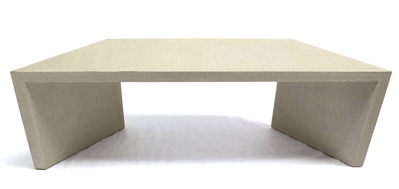 Linen Cloth Mid-Century Modern Console Table of Unusual Shape