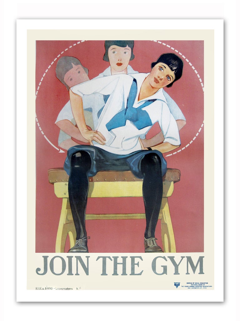 It is 26.5 x 20.5 inches and mounted on linen. Condition is A- to B+ with very minor restoration at edges. It's part of a small series the YMCA did in the 1920s. It was printed by Rode and Brand Lithographers, N.Y.