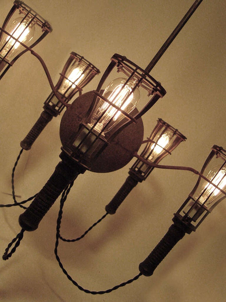 Industrial Large Cage Light Chandelier