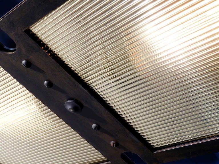 Double Plate Reeded Glass Pendent at 1stDibs