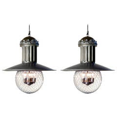 1920s Fluted Department Store Lamp - Matching Pair
