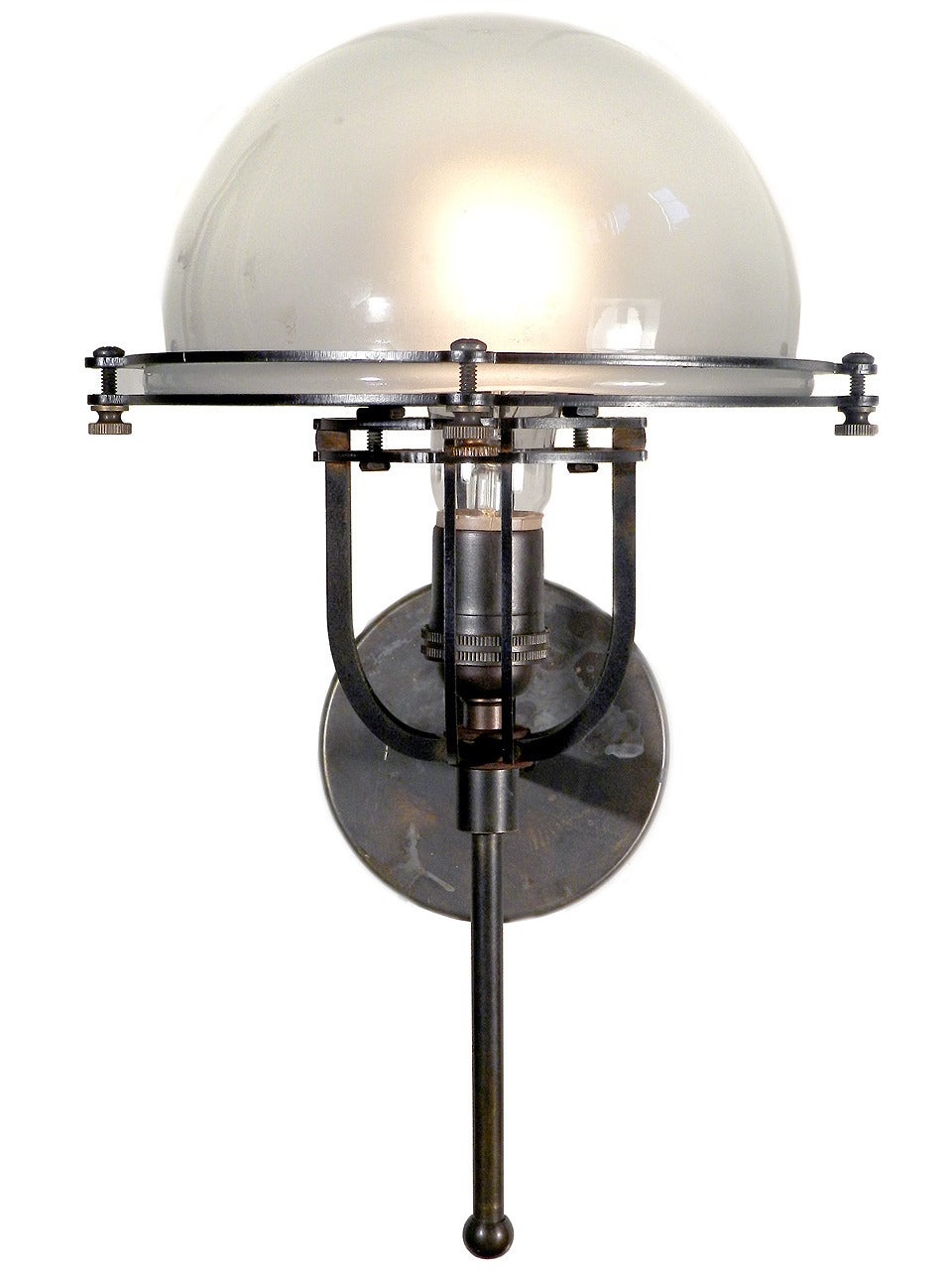American Machine Age Frosted Dome Sconce