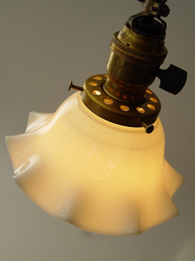 Collection of 4 Ruffled Vaseline Glass Pendants