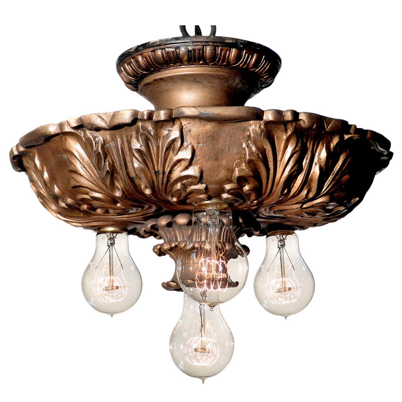 Solid Bronze Four-Bulb Theater Lamp