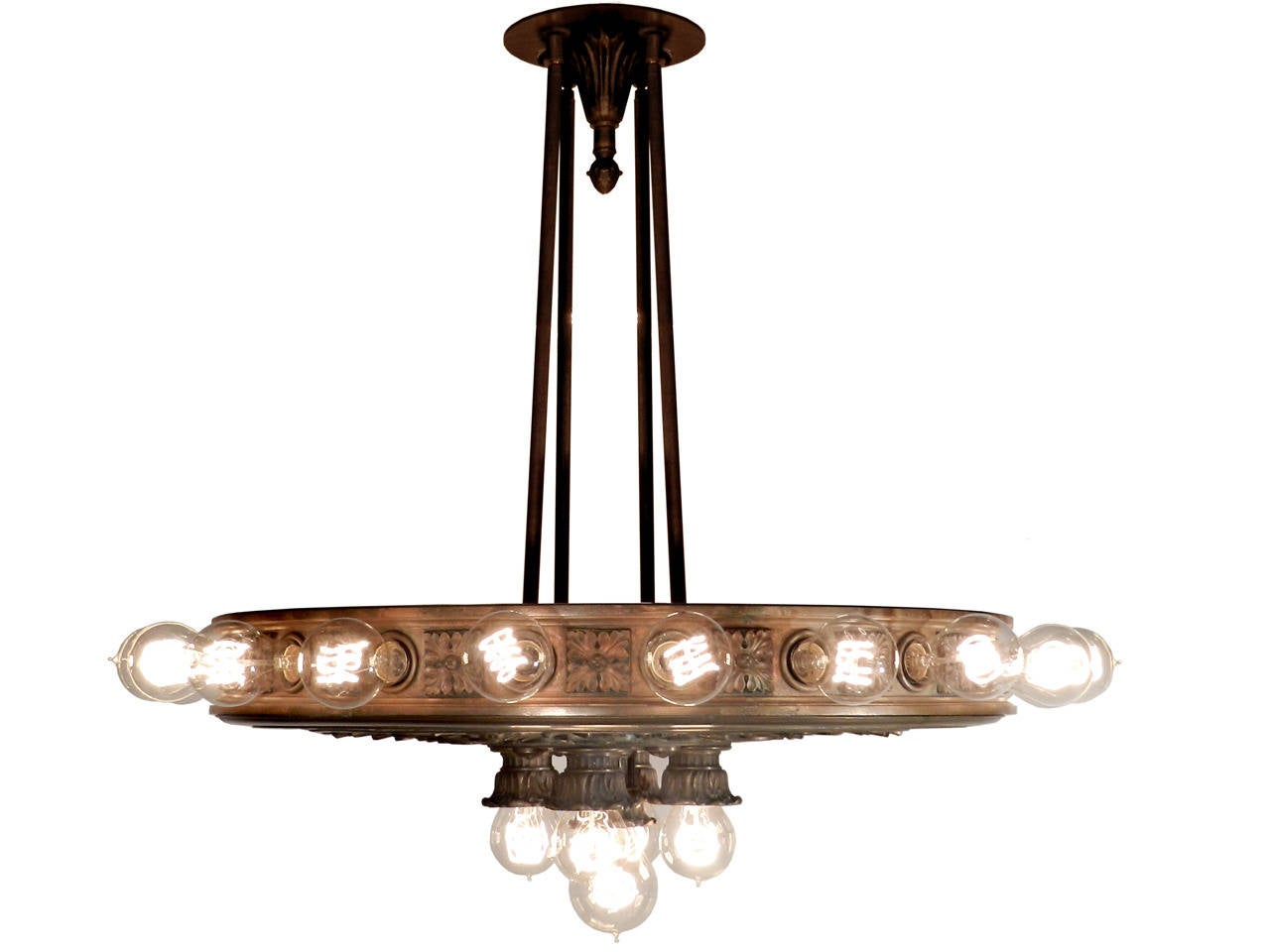 Heavy Bronze TwentyFive Light Lobby Chandelier at 1stDibs