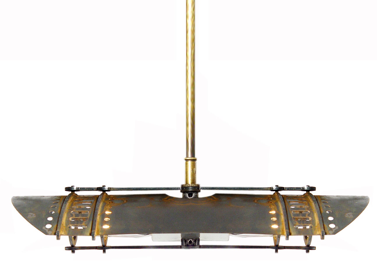 Steel and Brass Arched Shade Pendent