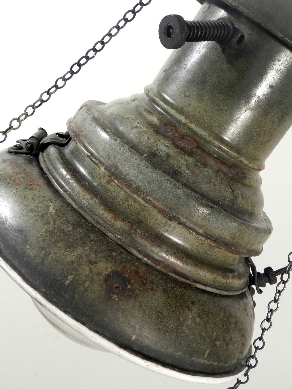 Electrified Porcelain Gas Lamp in Moss Green