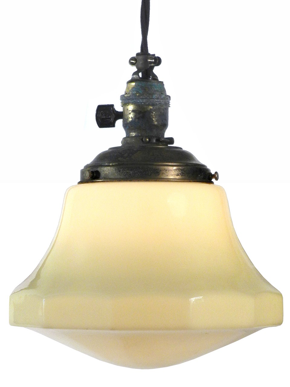 Schoolhouse Style Vaseline Glass Pendent